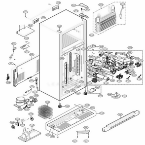 Case Parts Diagram and Parts List for 79014 ABI1SER LG Refrigerator