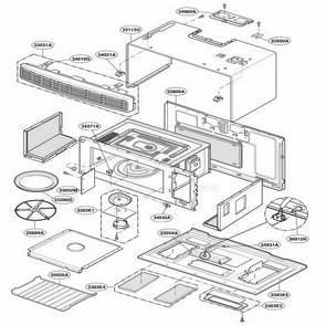 Oven Cavity Parts Diagram and Parts List for JVM1490SD ASTEGEU LG Range