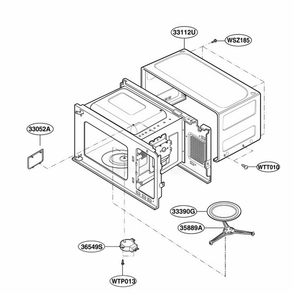 Oven Cavity Parts Diagram and Parts List for SBM7700B CBKESBM LG Range
