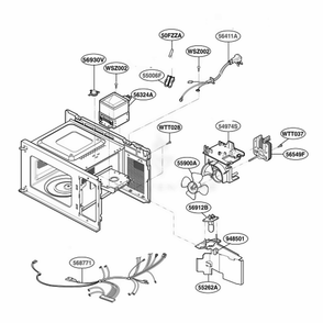 Interior Parts 1 Diagram and Parts List for MA6511B CBKEGSE LG Wall Oven