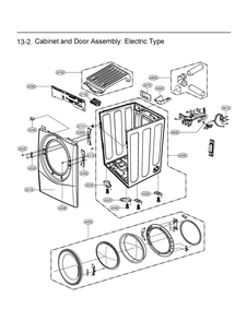 Cabinet And Door Assembly Diagram and Parts List for DLE3470W ABWEUUS LG Dryer