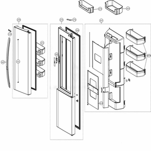 Refrigerator Door Diagram and Parts List for LSXS26366D ASBCNA3 LG Refrigerator