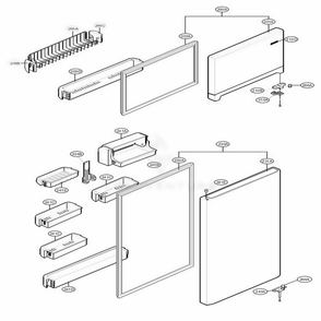 Door Parts Diagram and Parts List for 79304 ABI1SER LG Refrigerator