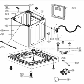 Outer Case Assembly Diagram and Parts List for WT5070CV ASSEPUS LG Washer
