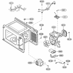 Interior Parts 2 Diagram and Parts List for 62344 KBSESEA LG Wall Oven