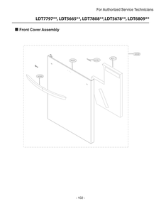Front Cover Assembly Diagram and Parts List for DUA414TD ABDEEUS LG Dishwasher