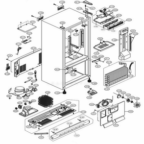 Case Parts Diagram and Parts List for 75093 ASTCSEF LG Refrigerator