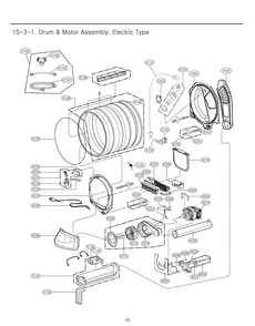 Drum And Motor Assembly Diagram and Parts List for RV1381AS8 ABWEEUS LG Dryer