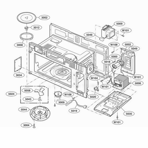 Interior Parts 1 Diagram and Parts List for MV1725B AB1EGSE LG Range