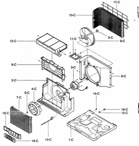 Air Handling/cycle Parts Diagram and Parts List for 58073089300  Kenmore Air Conditioner