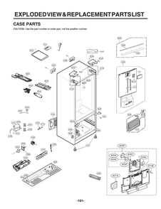 Case Parts Diagram and Parts List for GR-X288NKSM ASBCNA2 LG Refrigerator