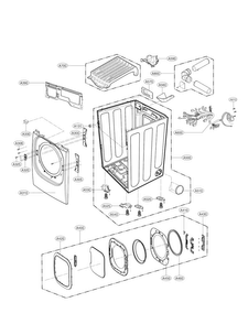 Cabinet And Door Parts Diagram and Parts List for DLEX3370W  LG Dryer