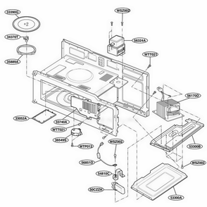 Interior Parts 3 Diagram and Parts List for MV1501BQ KBSEGSE LG Wall Oven