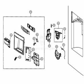 Dispenser Parts Diagram and Parts List for 74077 ASBCSE0 LG Refrigerator