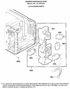 Latch Board Parts Diagram and Parts List for 7218952090  Kenmore Microwave