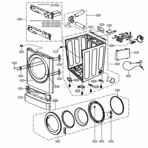 Cabinet And Door Assembly Diagram and Parts List for GDL1329QED3 ASSEELC LG Washer