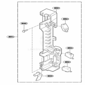 Latch Board Parts Diagram and Parts List for 64669 AB1ESEA LG Range