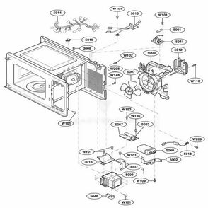 Interior Parts Diagram and Parts List for HMB406 ABKEBSU LG Wall Oven