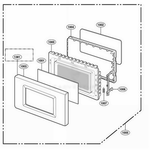 Door Parts Diagram and Parts List for 62462 CW1ESEA LG Wall Oven