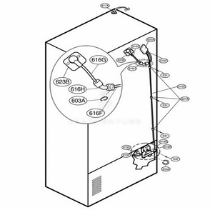 Valve And Water Tube Parts Diagram and Parts List for 78519 AWBCSEF LG Refrigerator