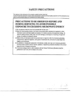 Safety Precautions Diagram and Parts List for MA-1905W  LG Microwave
