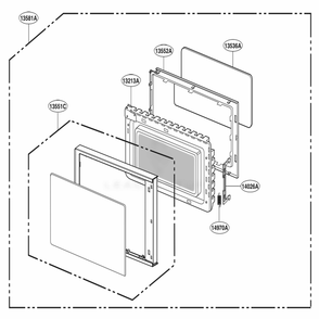 Door Parts Diagram and Parts List for MS2042DB CBKQDTH LG Wall Oven