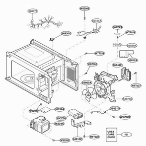 Interior Parts 1 Diagram and Parts List for JES739WJ CW1EGEU LG Range