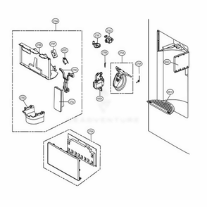 Dispenser Parts Diagram and Parts List for 72493 ASTCSE0 LG Refrigerator
