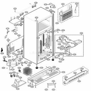 Case Parts Diagram and Parts List for 79379 AWB1SER LG Refrigerator