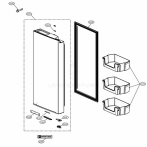 Rr Basic Door Part Diagram and Parts List for LRMXC1803S ASTCNA0 LG Refrigerator