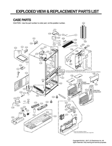 Case Parts Diagram and Parts List for GR-X30GHSJM ASTCNA1 LG Refrigerator