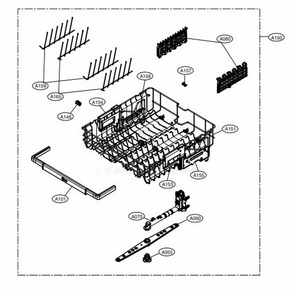 Upper Rack Assembly Diagram and Parts List for LDP6810SS ASSESNA LG Dishwasher