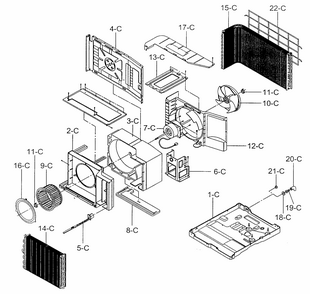 Cabinet Parts Diagram and Parts List for 58071184100  Kenmore Air Conditioner