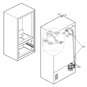 Valve And Water Tube Parts Diagram and Parts List for 70355 ASTCSE0 LG Refrigerator