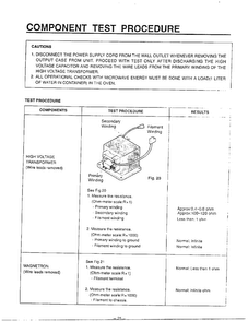 Component Test Procedure Diagram and Parts List for MA-844M  LG Microwave