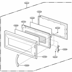 Door Parts Diagram and Parts List for MH7130XEB3 B3EWRP LG Range