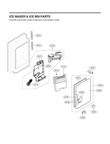 Ice Maker And Ice Bin Parts Diagram and Parts List for GR-L22ANSXM ASTCNA0 LG Refrigerator