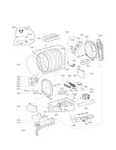 Drum And Motor Assembly Parts Diagram and Parts List for DLEY1201W  LG Dryer
