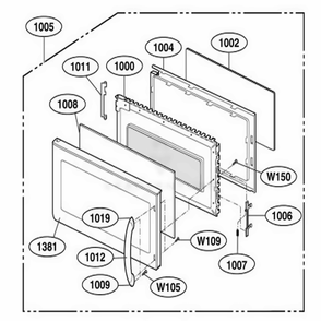 Door Parts Diagram and Parts List for MMV4205AAS ASBEMTG LG Range