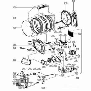 Drum And Motor Assembly Gas Type Diagram and Parts List for GD1329CGD ABWEELC LG Washer