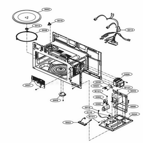 Interior Parts 1 Diagram and Parts List for LMV2031SB CBKELGA LG Microwave