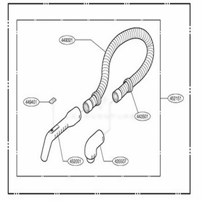 Hose Assembly, Flexible Diagram and Parts List for V3510 ADGPHAG LG Canister Vacuum