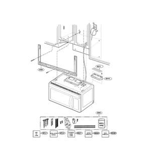 Installation Diagram and Parts List for LMV1813ST 00 LG Microwave Oven Combo