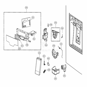 Dispenser Parts Diagram and Parts List for 74307 ASBCSE0 LG Refrigerator