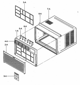 Cabinet/front Grille Assy Diagram and Parts List for 58074184400  Kenmore Air Conditioner