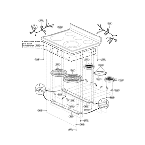 Cooktop Diagram and Parts List for LRE30757SW 00 LG Range
