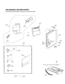 Ice Maker And Ice Bin Parts Diagram and Parts List for GR-L30GMSRM ASTCNA0 LG Refrigerator