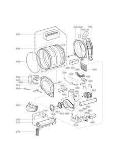 Drum And Motor Parts Diagram and Parts List for DLEX3570W  LG Dryer