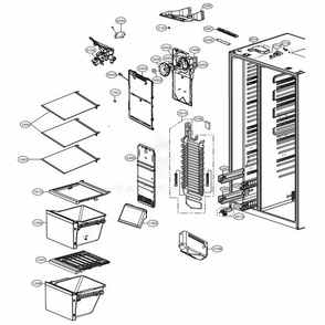 Freezer Compartment Diagram and Parts List for LSXC22336S ASTCNA0 LG Refrigerator