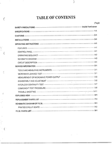 Table Of Contents Diagram and Parts List for MA-1273M  LG Microwave